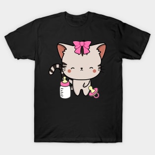 Cute Tabby Cat is a baby - girl T-Shirt